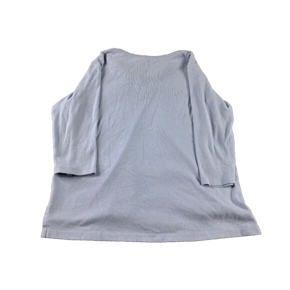 Orvis T-Shirt Top Blouse Women's Large Light Blue V-Neck 3/4 Sleeve Pima Cotton - Picture 3 of 11